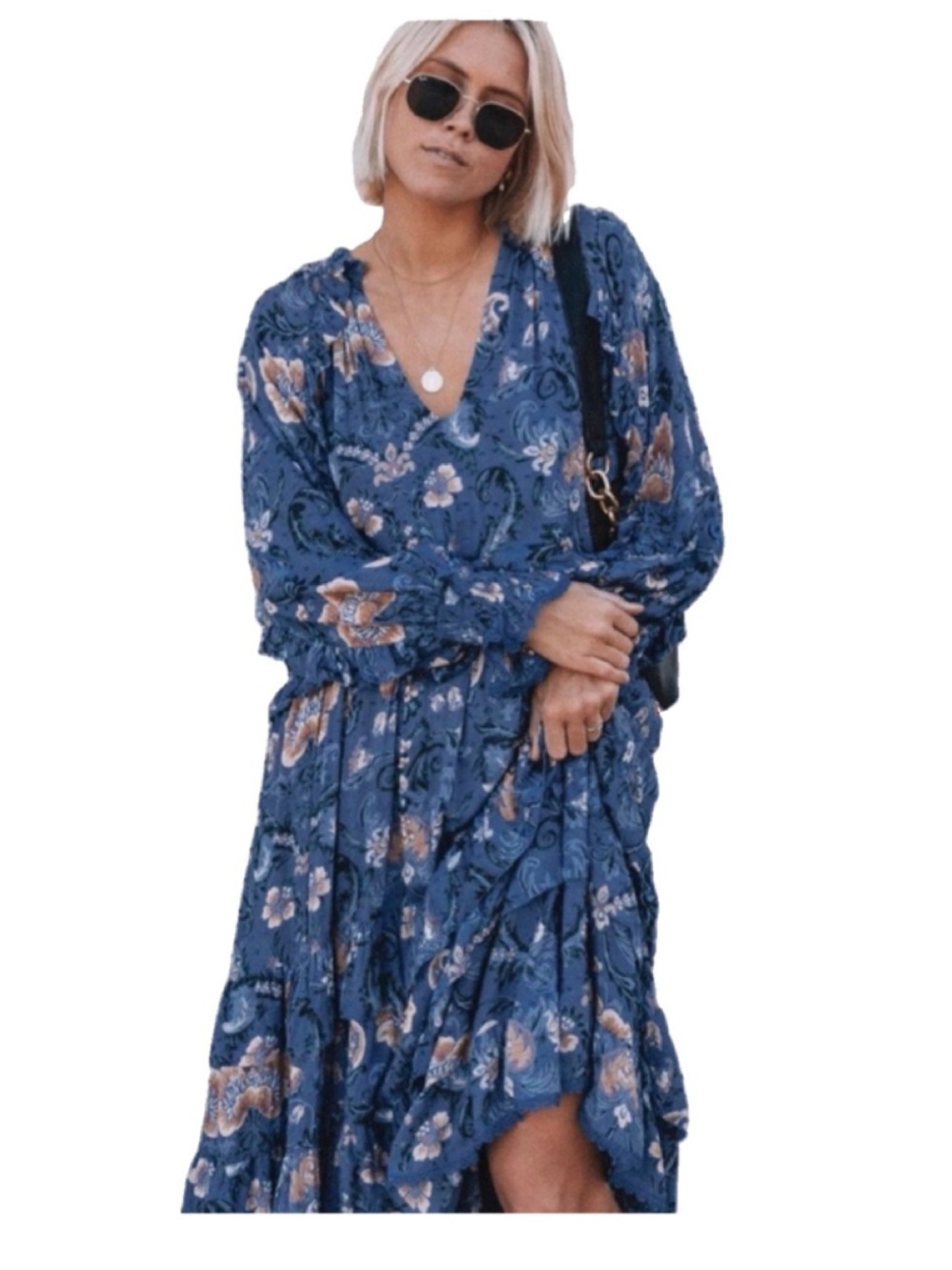 Breathtaking Spell & the Gypsy Collective Blue Aurora Boho Festival Maxi Dress - Picture 10 of 14